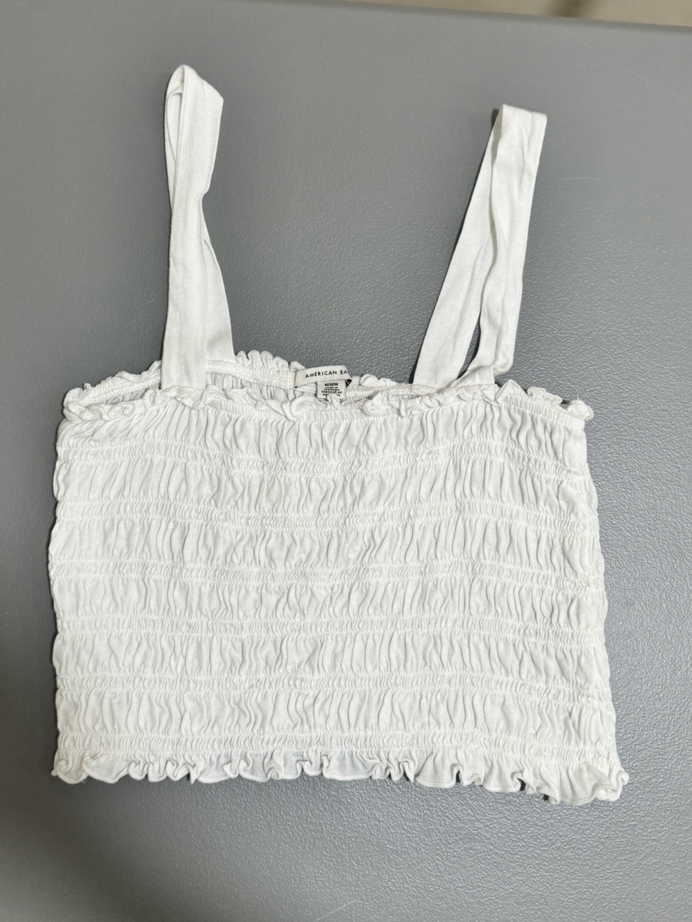 AE Cropped Smocked Tank Top with Wide Straps - Picture 2 of 11